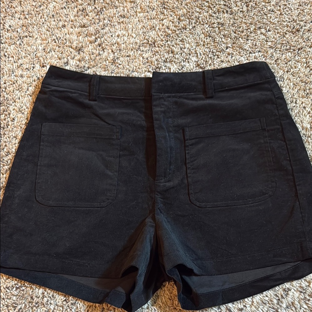 Lumiere Black High Waist Tailored velvet  Shorts